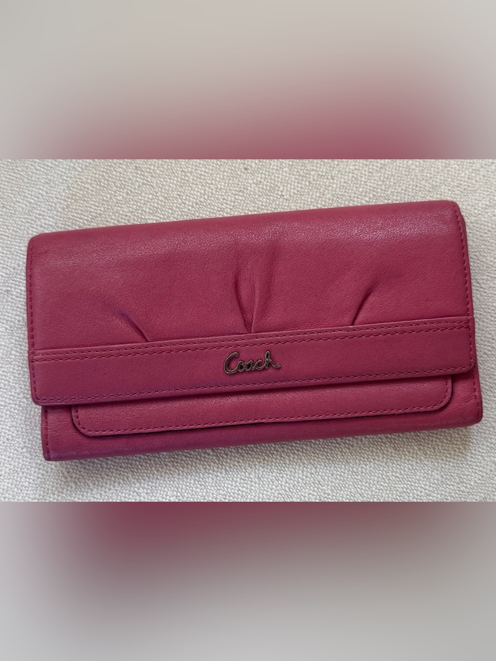 COACH Pink Pleated Trifold Wallet